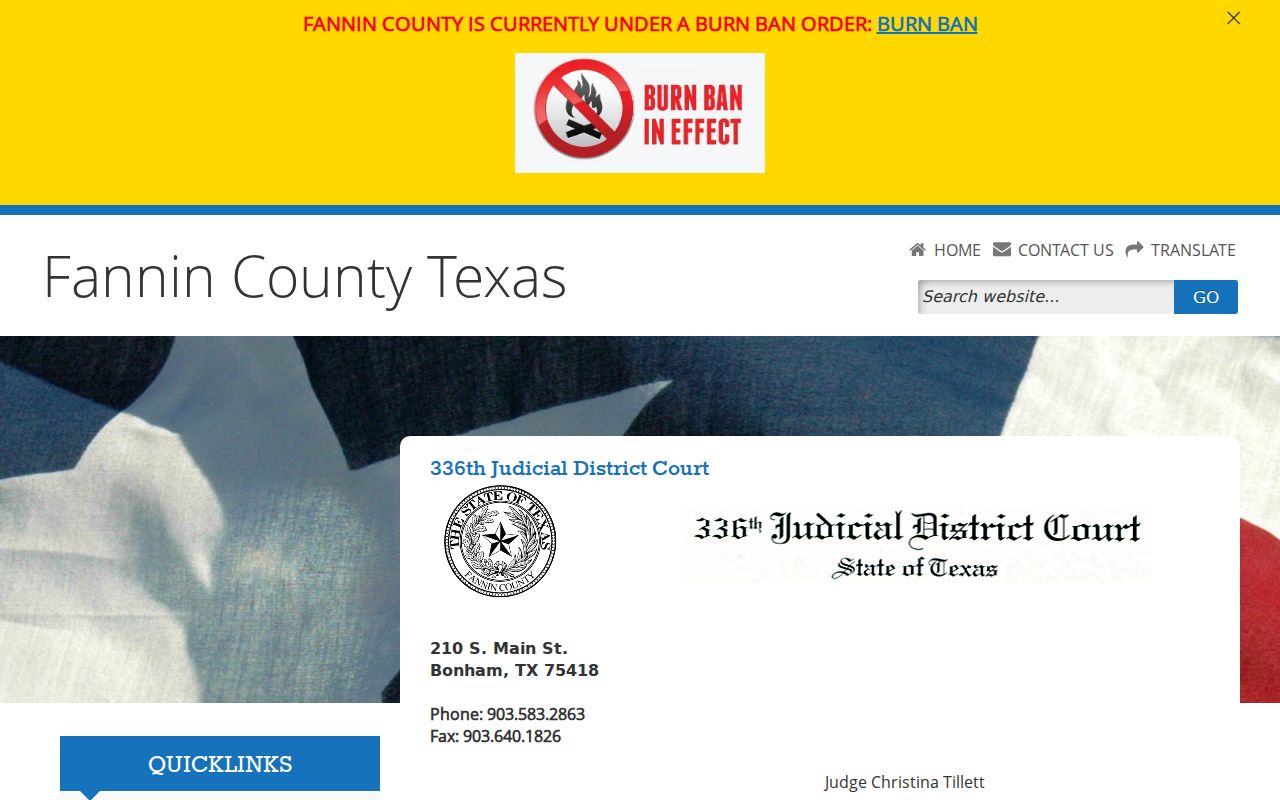 Fannin County criminal court docket information for the 336th District Court