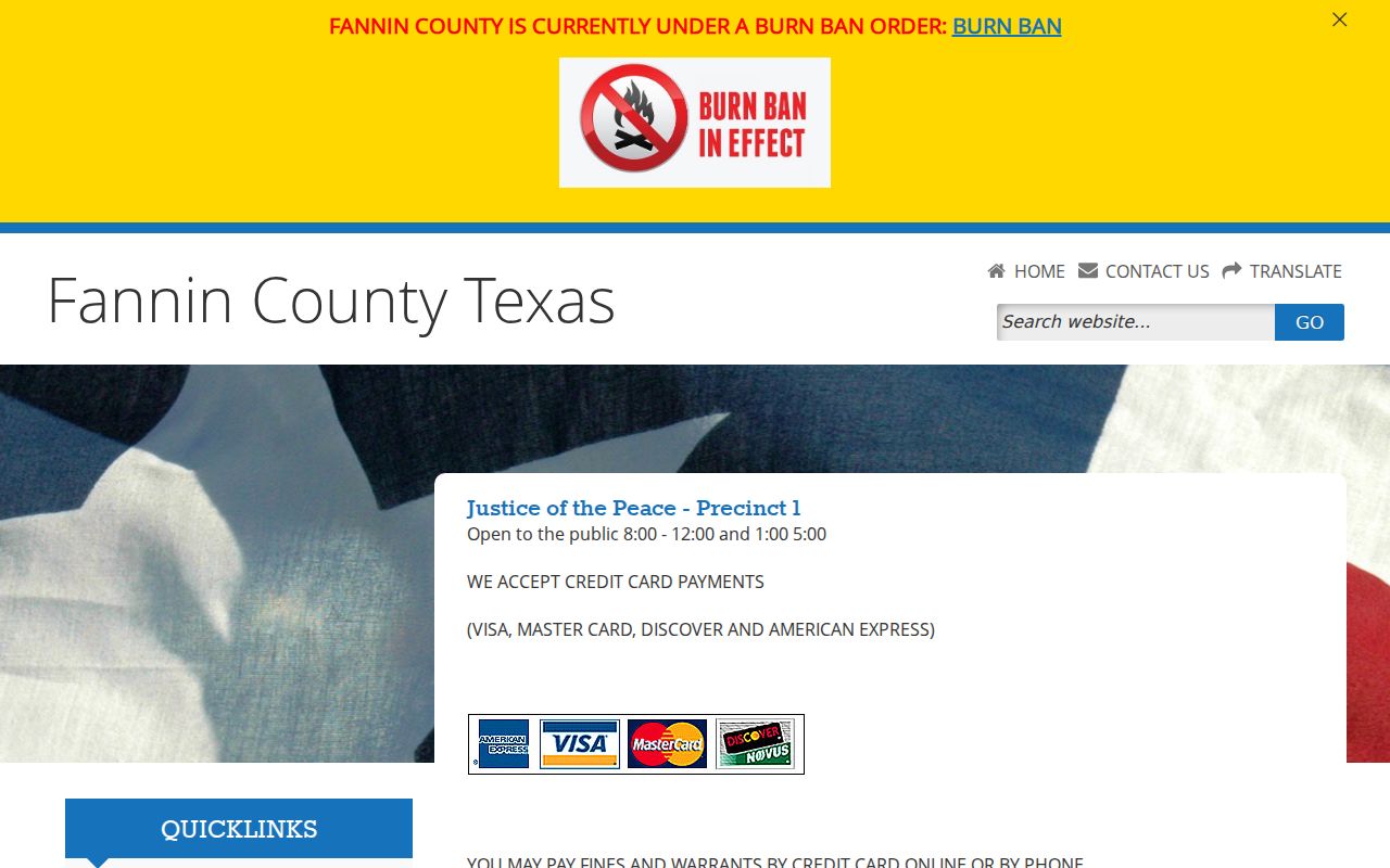 Fannin County traffic court records JP1 payment instructions