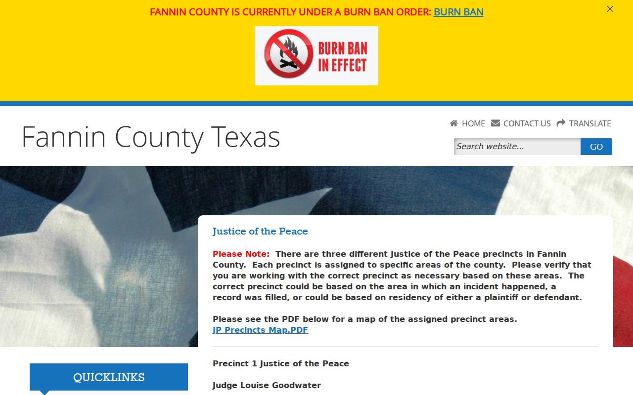 Fannin County civil docket routes for three justice precincts