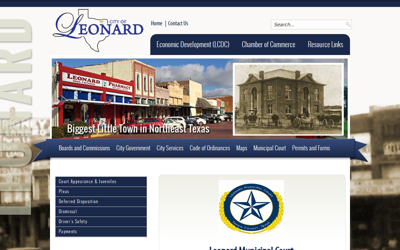 Leonard court docket files and Municipal Court contact information