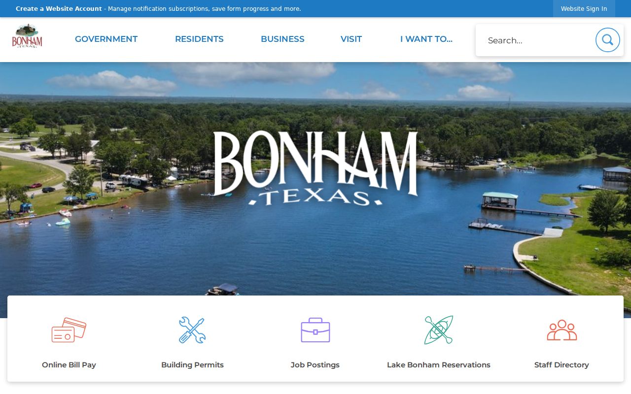 Bonham court docket access through the official city website